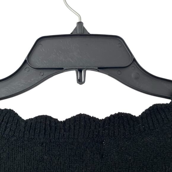 Rachel Parcell Black Sweater Scallop Neck Pearl Button Sleeve NWTs size large - Picture 6 of 9